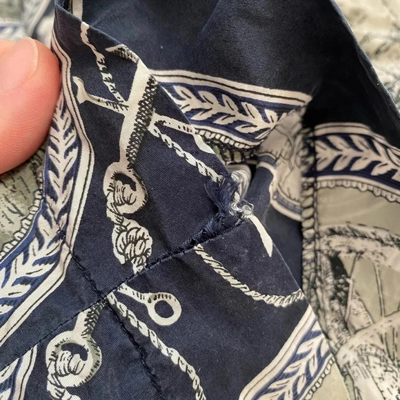 Vintage - Pure Silk Nautical Themed Oversized Shorts Dark Blue - Picture 13 of 15